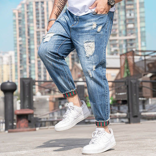 Loose Plus Size Korean Style Girdled Jeans