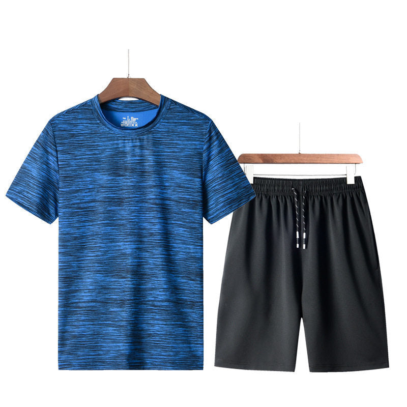 Men summer fitness suit sport Tshirt shorts running suit man