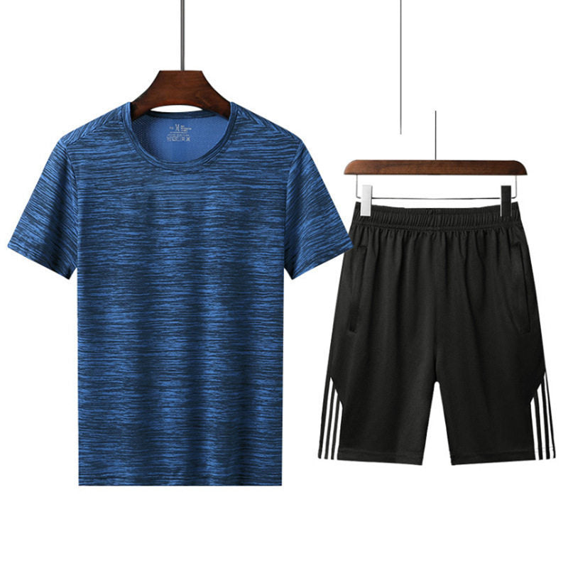 Men summer fitness suit sport Tshirt shorts running suit man