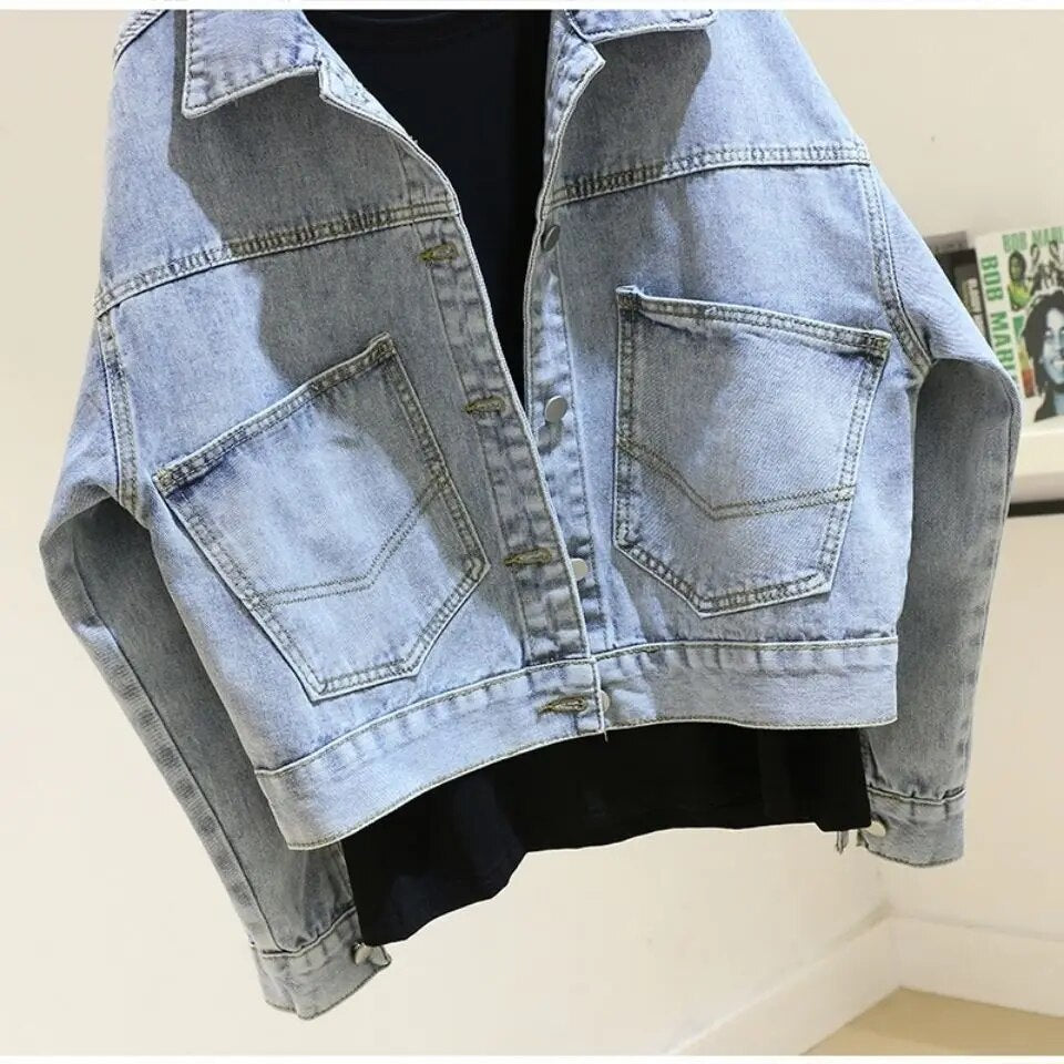 Jean Jacket Women Clothes Oversized Jeans Denim Coat Korean Coats Spring Fall 2021 New Jackets for Women Solid Casual